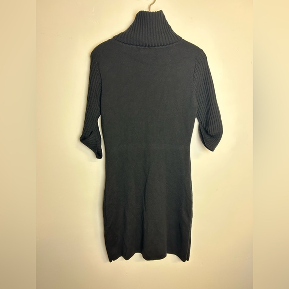Perse Wool Turtleneck Knit Midi Dress Black Color Size M old Money Stretch - Picture 3 of 13